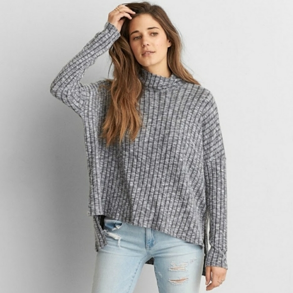 American Eagle Outfitters Sweaters - AE Gray Soft & Sexy Plush Turtleneck